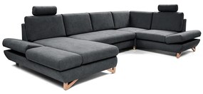 Rozkladacia rohová čalúnená sedacia súprava s úložným priestorom v tvare U AVESTA antracit