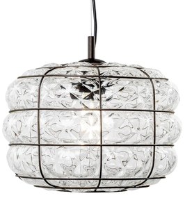 SIRU - Luster na lanku TERRA 1xE27/60W/230V čierna/číra benátske sklo