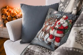 VIANOČNÁ GOBELÍNOVÁ DEKORAČNÁ OBLIEČKA NA VANKÚŠ MERRY4 45X45 CM VZOROVANÁ