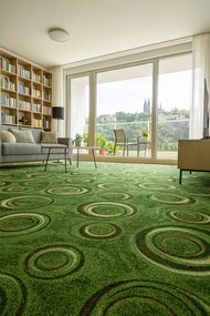 ITC, Koberec metráž Drops 24, na mieru, šíře 4m, zelená, filc, chodba / predsieň