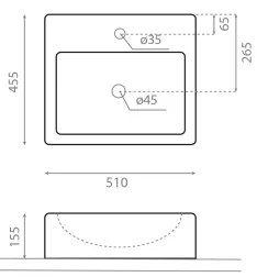 Bathco 0010 - Umývadlo na dosku BOLONIA 51x45,5 cm porcelán/biela