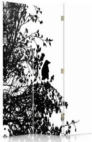 Gario Paraván Čierny vták na vetve Rozmery: 110 x 170 cm, Prevedenie: Klasický paraván