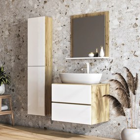 Kúpeľňová skrinka pod umývadlo Baleta S60 - craft zlatý / biely lesk