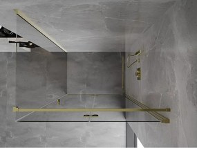 Mexen Mist-F T, 1-krídlový skladací sprchový kút pravý 75 x 85 cm, číre sklo, zlatý lesklý profil, 8A6T-075-085-50-00-P