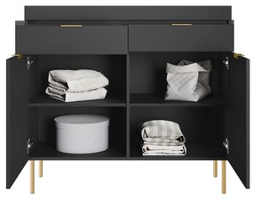Komoda Sentia 105 cm s 2 zásuvkami - čierna / zlatá