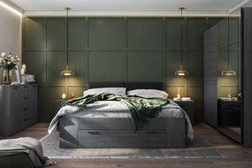 Posteľ 160x200 s čalúneným čelom Galaxy 51 - Dub carbon