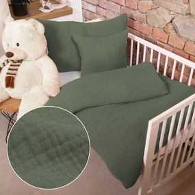 Biante Detské mušelínové posteľné obliečky do postieľky Nature MSN-076 Zelená khaki Do postieľky 90x140 a 40x60 cm