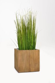 Kvetináč BLOCK, výška 33 cm, akácie, hnedý