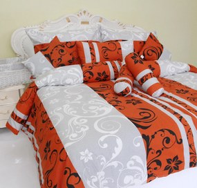 Obliečky Lilien oranžovo-biele satén Emi: Štandardný set jednolôžko obsahuje 1x 140x200 + 1x 70x90