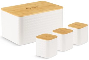 Sada chlebníka s 3 dózami v bielej farbe