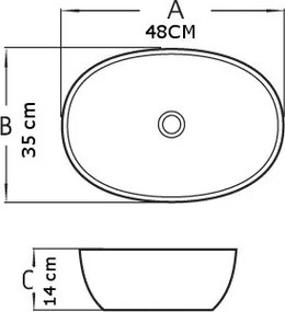 Mexen Viki umývadlo, 48x35 cm, tmavá šedá matná, 21054871