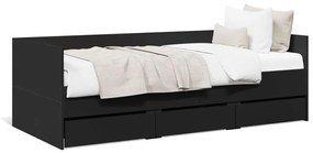 Denná posteľ so zásuvkami čierna 90x200 cm kompozitné drevo 3280819