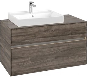 VILLEROY &amp; BOCH Collaro závesná skrinka pod umývadlo na dosku (umývadlo vľavo), 2 zásuvky, s LED osvetlením, 1000 x 500 x 548 mm, Stone Oak, C017B0RK