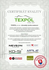 Texpol TOPPER PUR 3 cm - vrchný matrac z PUR peny 180 x 200 cm, snímateľný poťah