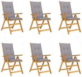 Skladacie záhradné stoličky s podložkami 6 ks akáciový masív 3064135