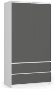 Skriňa S 90 cm 2D 2SZ CLP biela / sivá