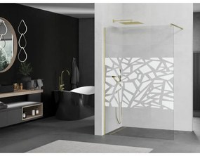Mexen Kioto, sprchová zástena Walk-In 120 x 200 cm, 8mm číre sklo biely vzor, zlatý matný profil, 800-120-101-55-85