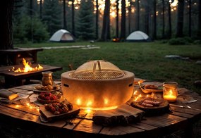 CH Záhradné ohnisko s grilom 2v1 -betónový vzhľad