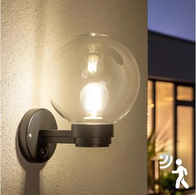Brilagi - Vonkajšie nástenné svietidlo so senzorom HARBOR 1xE27/40W/230V IP33 čierne/číre