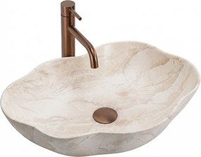 Rea Pearl Kallisto, umývadlo na dosku 505x380x135 mm, béžová-imitácia kameňa, REA-U0619