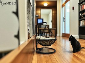 Závesné hojdacie kreslo pre mačky LILY - čierno béžové