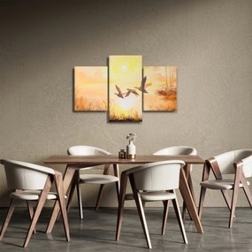 Obraz - Žeriavy pri západe slnka (90x60 cm)