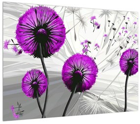 Moderný obraz fialových púpav (70x50 cm)