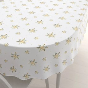 Biante Teflónový oválny obrus TF-120 Zlato-modro-zelené vianočné vločky na bielom 60x100 cm