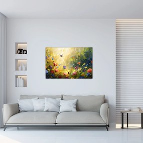 Obraz - Jarná kvetinová lúka, maľba (90x60 cm)