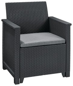 Tmavosivá záhradná lounge súprava z umelého ratanu pre 2 osoby Elodie – Keter