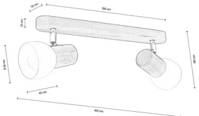 Spot-Light DO2225256 - Stropné bodové svietidlo NEL 2xE27/15W/230V borovica