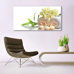 Obraz plexi Kúpele uteráky sviece orchidea 120x60 cm