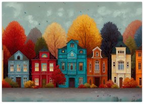 Obraz - Maľované jesenné mesto (70x50 cm)