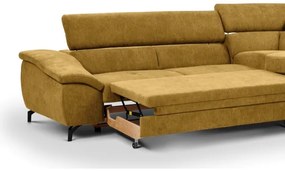 Rozkladacia rohová sedačka BRESCIA pravá, úložný priestor, žltá