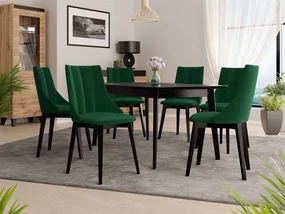 Rozkladací stôl Botiler 140x80 so 6 stoličkami ST97 07, Farby: čierny, Potah: Magic Velvet 2225