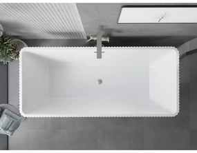 Mexen Tava, voľne stojaca ryhovaná vaňa 170 x 75 cm, biela-čierna, oceľový prepad, 52851707575-97