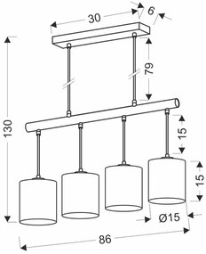 Candellux Závesný luster Combi pre žiarovku 4x E27 34-38401