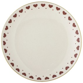 Bloomingville Keramický dezertný tanier Jolly Red Hearts 16 cm