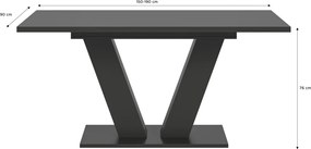 Rozkladací jedálenský stôl Moteon 150x90 cm, sivý/sivý, podnož V