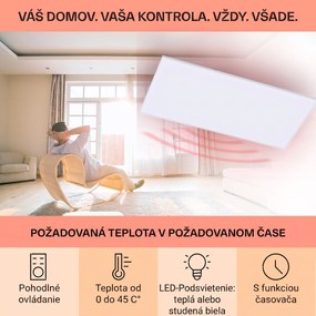 Klarstein Wondersky, infračervený stropný ohrievač, 120 x 60 x 6,5 cm (Š x V x H), 700 W, IP44