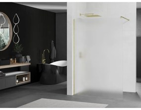 Mexen Kioto, sprchová zástena Walk-In 80 x 200 cm, 8mm sklo námraza, zlatý matný profil, 800-080-101-55-30
