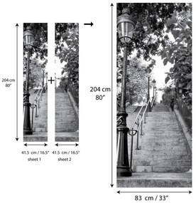 Adhezívna samolepka na dvere Ambiance Parisian Stairs