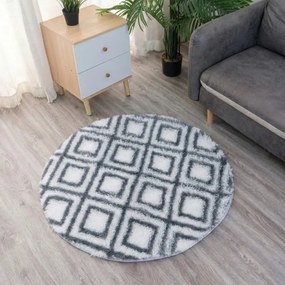 Protišmykový koberec DECOR biely / sivý kruh