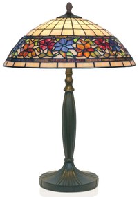 Stolná lampa Flora štýl Tiffany dole otvorená 62cm