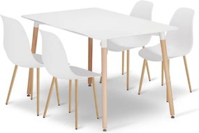 Jedálenský stôl ADRIA biely / hnedý so štyrmi stoličkami WAT biele / hnedé