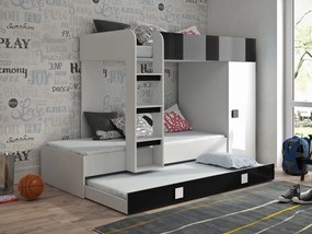 Poschodová posteľ Tomson 2, Farby: biela / čierny lesk + biely lesk