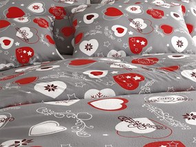 Sada mikroplyšových obliečok CHRISTMAS HEART sivé + obliečka mikroplyš SOFT 180x200 cm biele, dvojlôžko
