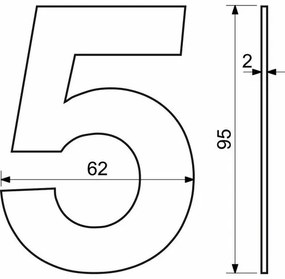 Nerezové číslo 1, 2D ploché RN.95L.1.N