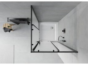 Mexen Rio, štvorcový sprchovací kút s posuvnými dverami 70(dvere) x 70(dvere) x 190 cm, 6mm sklo námraza, čierny profil + biela sprchová vanička RIO, 860-070-070-70-30-4510