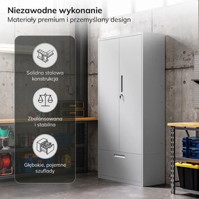 Modulárna kovová multifunkčná skriňa s dvoma zásuvkami sivá MEGAN 1950 x 900 x 400 mm